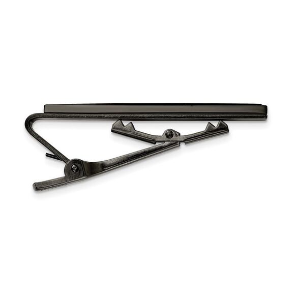 Gun Metal Plated Stainless Steel & Carbon Fiber Tie Bar Clip, 6 x 55mm - Picture 2 of 4